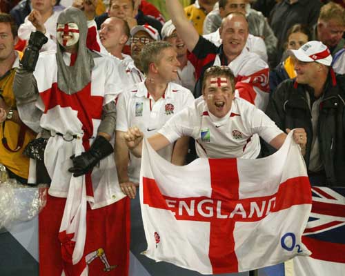 England fans celebrate following the win over Australia in the World Cup final.