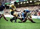 Abdel Benazzi is tackled trying to break away for France