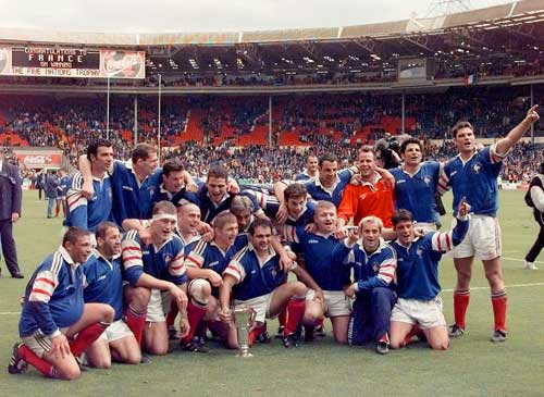 French players pose at Wembley Stadium