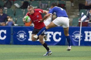 Hong Kong captain Andy Chambers in action in the Rugby World Cup 7s qualifying competition semi-final against Chinese Taipei in Hong Kong, October 5, 2008.