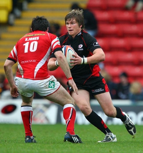 Owen Farrell in action for Saracens during the 2008-09 Anglo-Welsh Cup