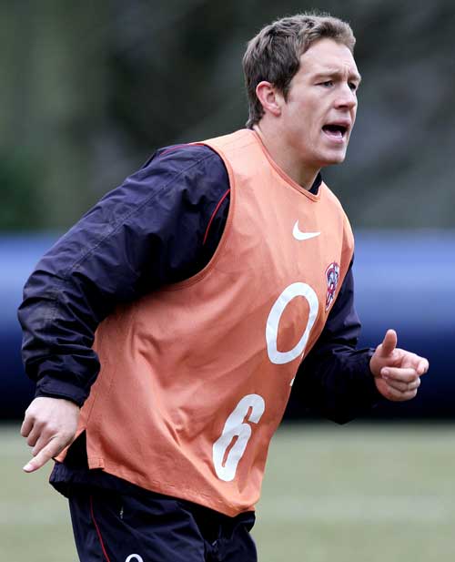 England's Jonny Wilkinson barks out some orders during training