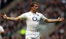 England's Mark Cueto gestures to his team-mates