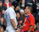 England captain Steve Borthwick talks to referee Marius Jonker