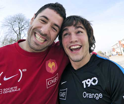 France's Julien Malzieu and Alexis Palisson in relaxed mood