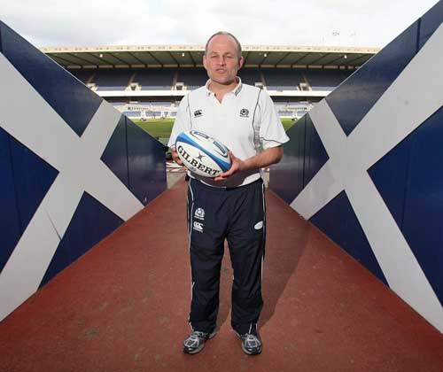 Scotland coach Andy Robinson poses at Murrayfield