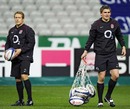 Jonny Wilkinson and Toby Flood prepare for some kicking drills