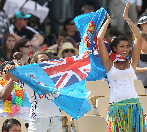 Fiji fans celebrate in the stands