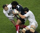 Danny Care and Louis Deacon attempt to stop Mathieu Bastareaud