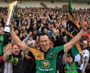 Northampton's Bruce Reihana celebrates with the Anglo-Welsh Cup