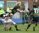 Shane Geraghty offloads from Rob Webber's tackle