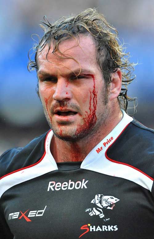 The Sharks' Jannie du Plessis takes one for the team