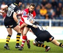 Gloucester's Nicky Robinson spots a gap in the Wasps defence