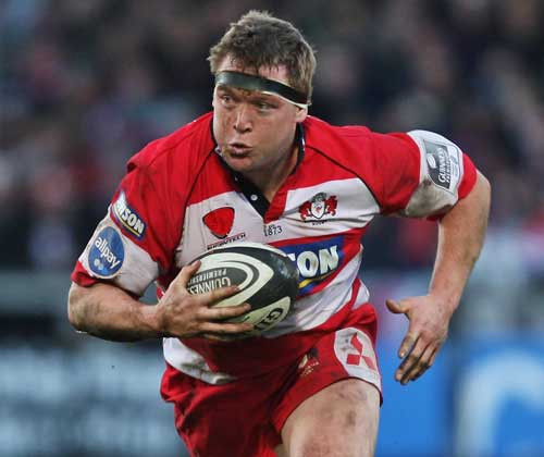 Gloucester prop Greg Somerville looks to spark an attack