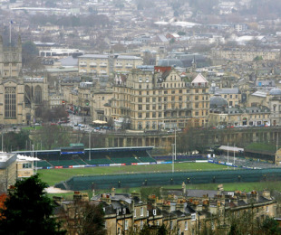 A general view of Bath's Recreation Ground stadium, Bath v Gloucester, Guinness Premiership, Bath, England, January 4, 2008