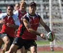 The Lions Herkie Kruger passes the ball in training