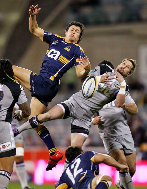 Adam Ashley-Cooper and Cory Jane compete for a high ball