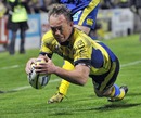 Clermont's Marius Joubert dives over to score a try