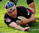 Schalk Brits dives in to score for Saracens