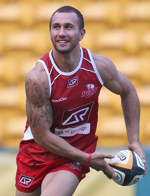 Reds fly-half Quade Cooper in action during a training session
