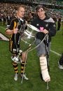 London Wasps' Josh Lewsey and Danny Cipriani pose with the 2007-08 Guinness Premiership trophy