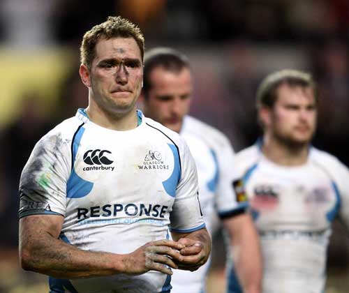 Glasgow fly-half Dan Parks shows his disappointment at defeat