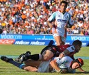 Cheetahs' Corne Uys scores for his side against the Lions