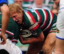 Leicester's  Lewis Moody in action on his last appearance at Welford Road in a Leicester Tigers shirt