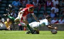 Argentina's  Diego Palma  beats the Welsh defence to score