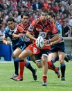 Toulon flanker Juan Martin Fernandez Lobbe stretches the Cardiff defence