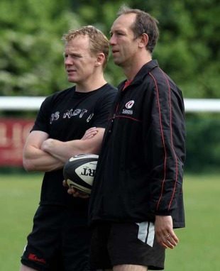 Saracens director of rugby Brendan Venter and assistant Mark McCall, Saracens media day, St Albans, England, May 25, 2010 