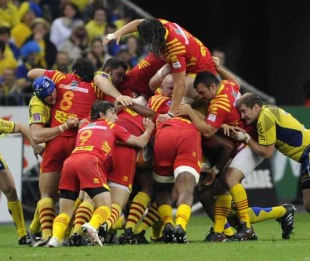 The scrum pops up during Clermont's final clash with Perpignan, Perpignan v Clermont, French Top 14 final, Stade de France, Paris, France, May 29, 2010