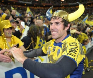 Clermont fly-half Brock James celebrates his side's Top 14 Final victory, French Top 14 Final, Stade de France, Paris, France, May 29, 2010