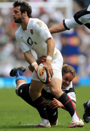 England's Ben Foden is tackled, England v Barbarians, Twickenham, England, May 30, 2010