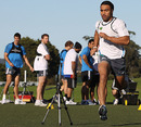 Victor Vito leads an All Blacks sprinting session