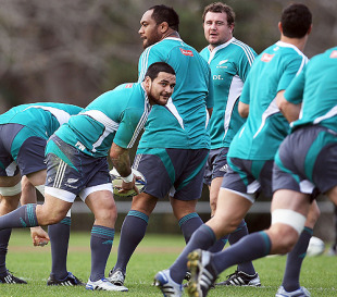 Piri Weepu looks for options during an All Blacks training session, Trusts Stadium, Auckland, New Zealand, June 5, 2010