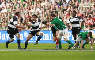 Barbarians centre Casey Laulala offloads