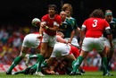Wales scrum-half Mike Phillips passes from a ruck