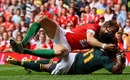South Africa winger Odwa Ndungane dives over to score