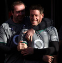 Geordan Murphy shares a joke with Ronan O'Gara during Ireland's training session at Mt Smart Stadium, Auckland