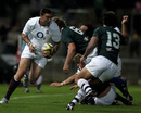 England wing Matt Banahan is stopped by tackles from the Australian defence 