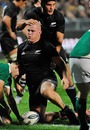 New Zealand's Ben Franks is congratulated on scoring a try