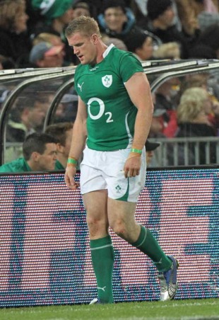 Ireland's Jamie Heaslip trudges off the field having been sent off, New Zealand v Ireland, Yarrow Stadium, New Plymouth, New Zealand, June 12, 2010