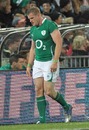 Ireland's Jamie Heaslip trudges off the field having been sent off