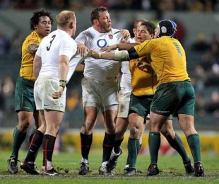 Tempers boil over between England and Australia, Australia v England, Subiaco Oval, Perth, Australia, June 12, 2010