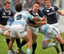Scotland's Nick de Luca is tackled by the Argentina defence