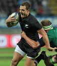 New Zealand's Israel Dagg stretches the Ireland defence