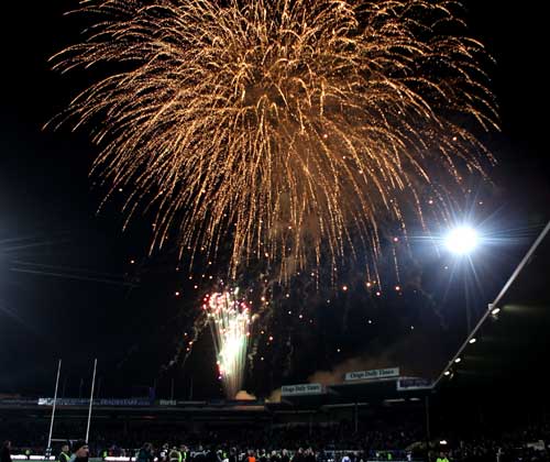 Fireworks signal the end of the final Test match at Carisbrook