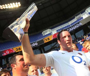 England Saxons skipper George Skivington lifts the Churchill Cup silverware, Canada v England Saxons, Churchill Cup Final, Red Bull Arena, Harrison, New Jersey, USA, June 19, 2010