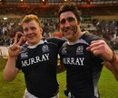 Scotland's Moray Low and Kelly Brown celebrate victory